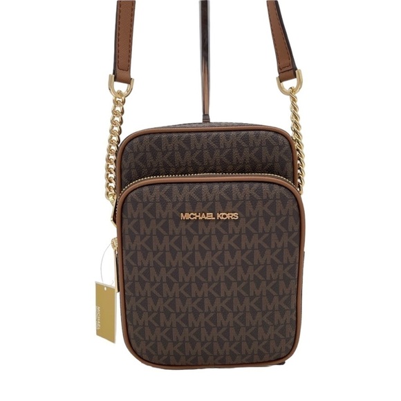 Michael Kors Medium NS Chain Xbody Bag Brown/Gold - Picture 1 of 9
